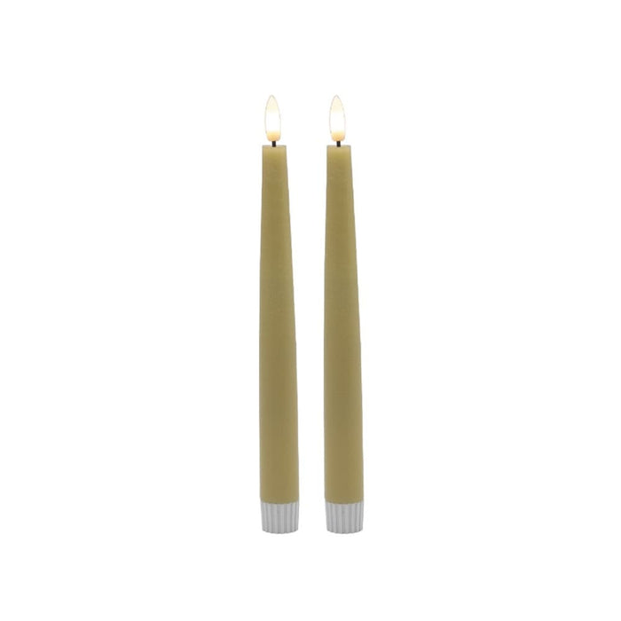 2 SET POINTED CHAMPAGNE TAPER FLAMELESS CANDLE
