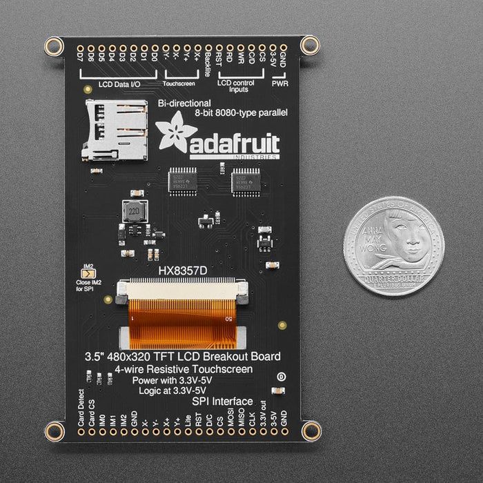 3.5" TFT 320 x 480 + Touchscreen Breakout Board with MicroSD Socket (HXD8357D) by Adafruit - The Pi Hut