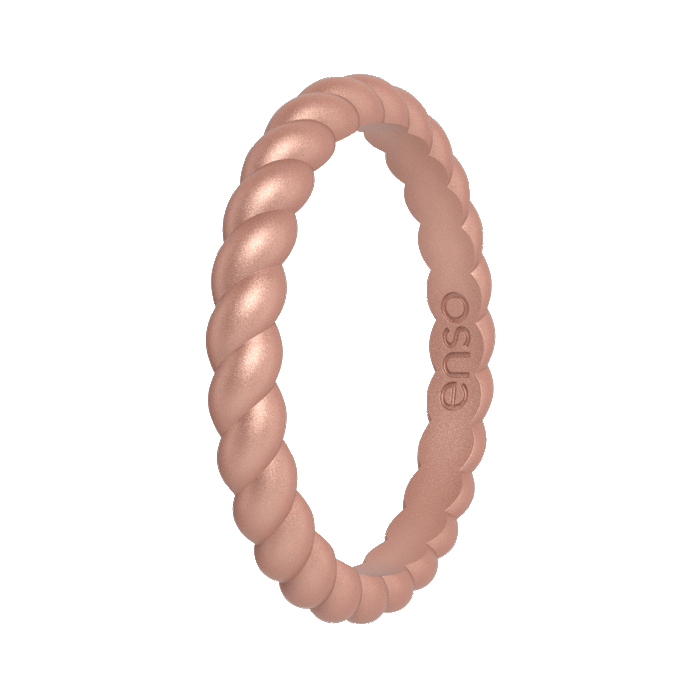 Braided Stackable Silicone Ring - Metallic Rose Gold