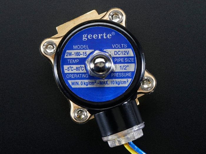 Brass Liquid Solenoid Valve - 12V - 1/2 NPS by The Pi Hut - The Pi Hut