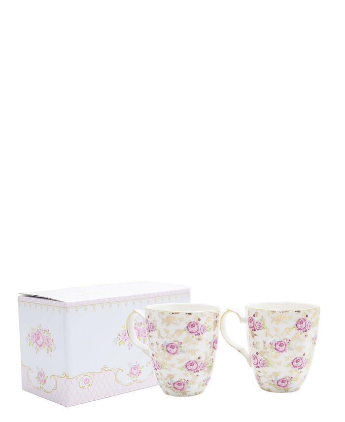 Easy Life Porcelain Mug 2 Piece - Floral White