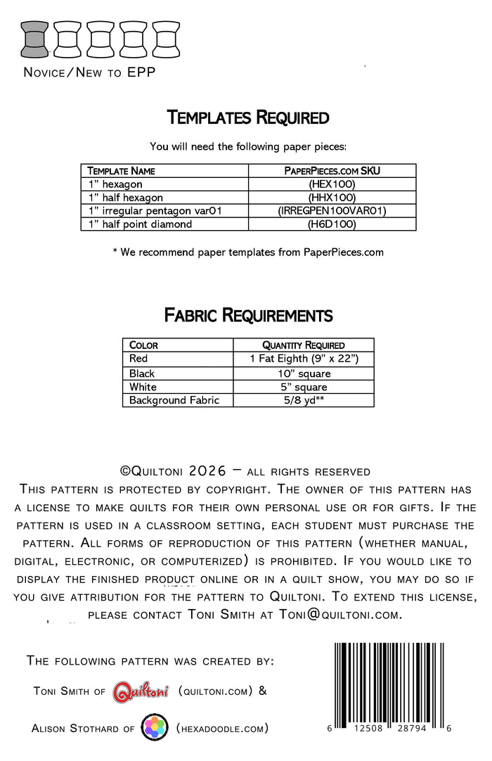 English Paper Piecing: Anti-Hero Pattern Only PDF