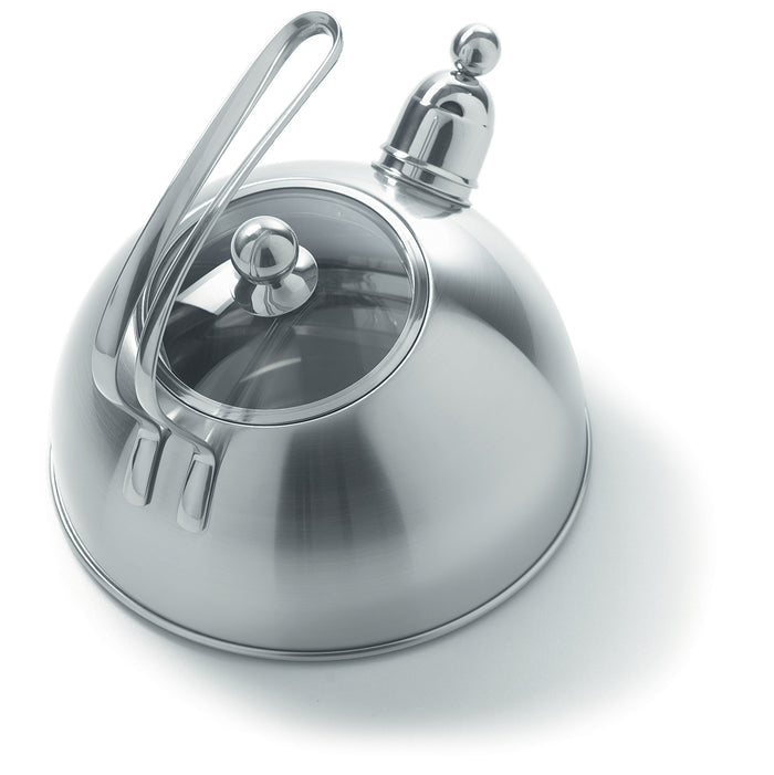 Excellent deksel fluitketel zilver bovenaanzicht