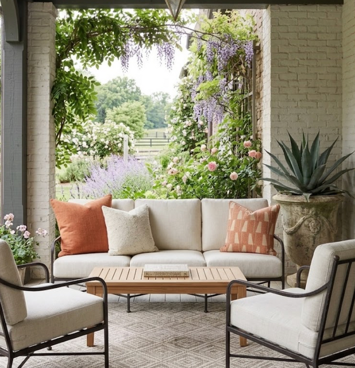 Gaetan Woven Pillow Cover in Terracotta Natural, Schumacher Textiles
