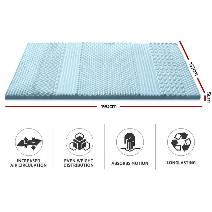 Giselle Bedding Memory Foam Mattress Topper 7-Zone 5cm Double -Home Living Store - -