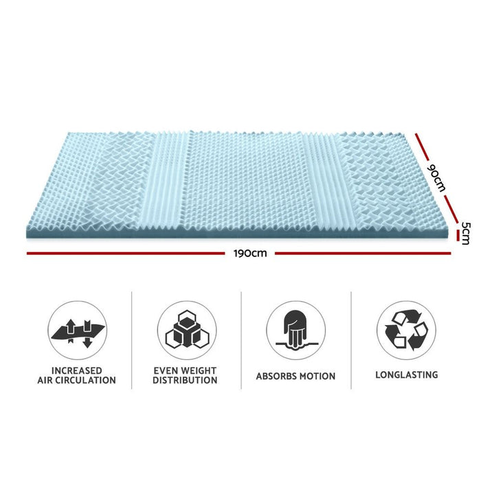 Giselle Bedding Memory Foam Mattress Topper 7-Zone 5cm Single -Home Living Store - -