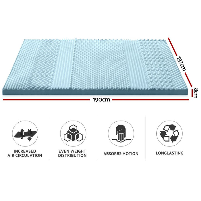 Giselle Bedding Memory Foam Mattress Topper 7-Zone 8cm Double -Home Living Store - -