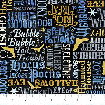 Hocus Pocus Words Fabric 25448-99, Northcott