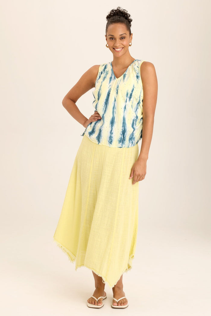 Wearables Ileana Cinched Soft Twill V-Neck Tank
