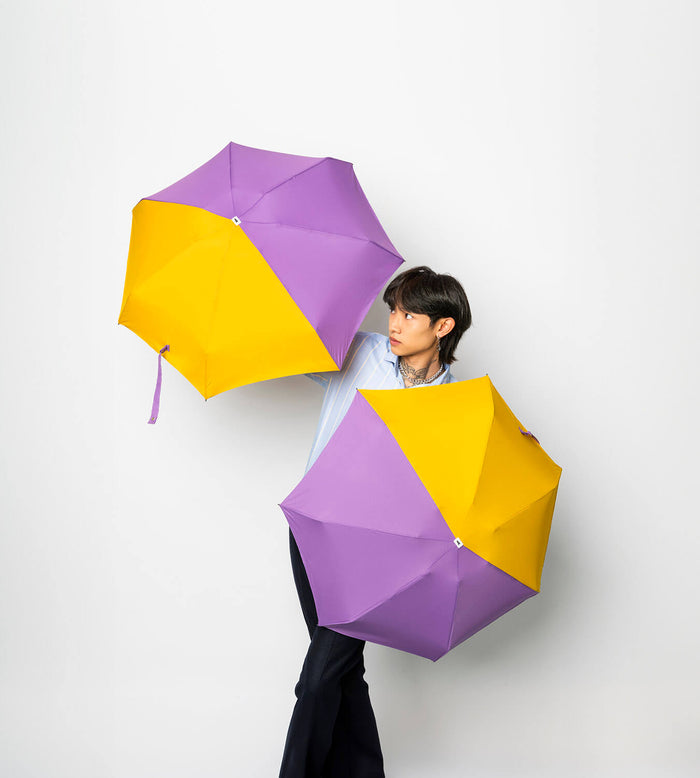 LILI TWO TONE COMPACT UMBRELLA -LILAC & YELLOW