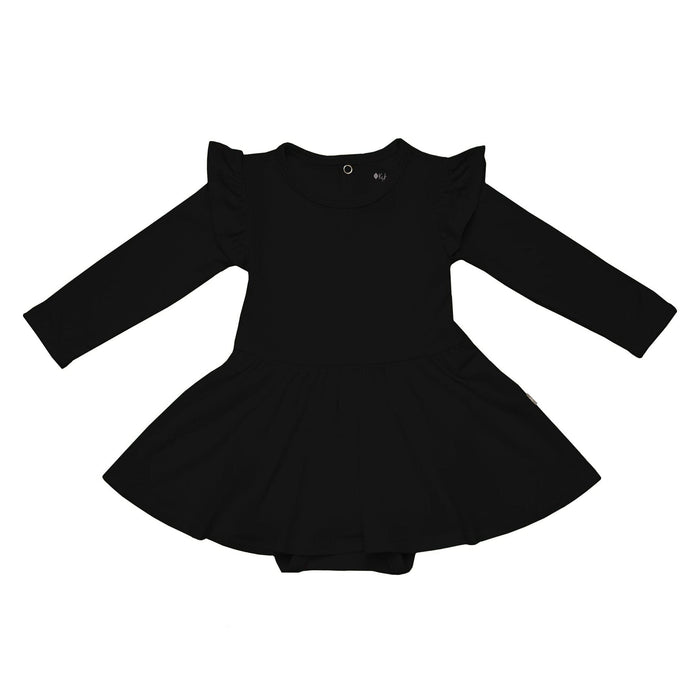 Kyte Baby Long Sleeve Twirl Bodysuit Dress in Midnight black