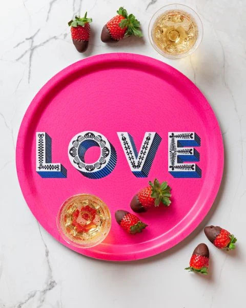 LOVE PINK ROUND TRAY