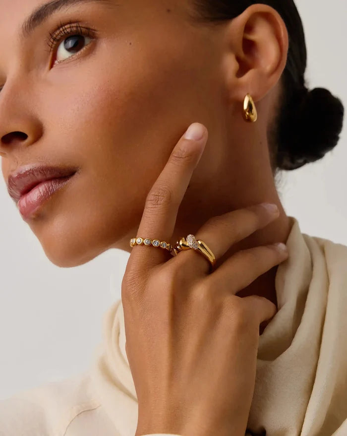 Molten Snow Double Statement Ring | 18k Gold Plated/Cubic Zirconia Rings Missoma