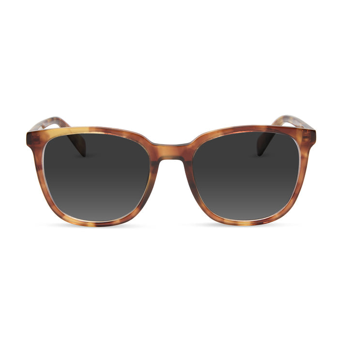 diff eyewear featuring the parker square prescription sunglasses with a brown fleur frame front view
