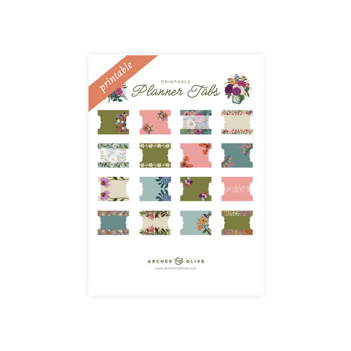 Printable Planner Tabs: Wildflowers - Archer and Olive