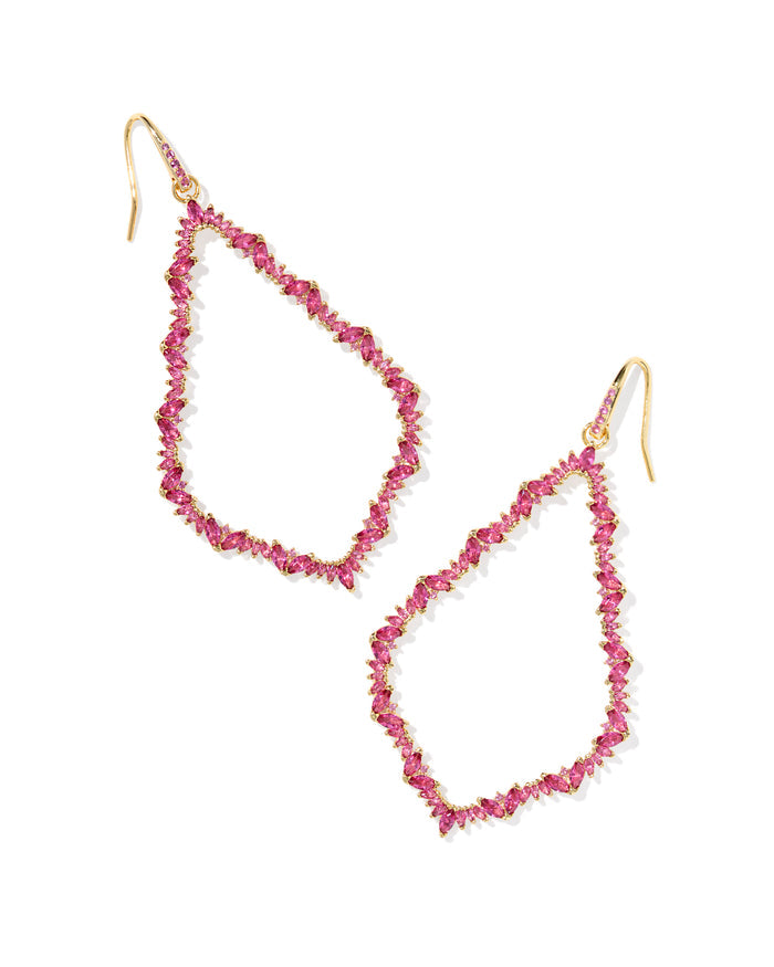 Sophee Crystal Open Frame Earring in Gold Pink Crystal