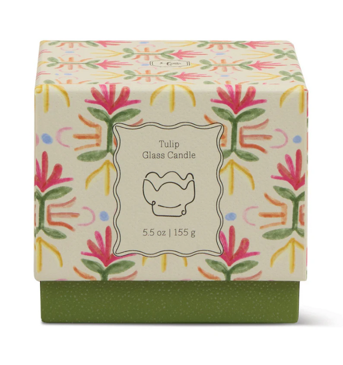 TULIP GLASS PURPLE W/ PRINTED BOX- BRONZED GARDENIA
