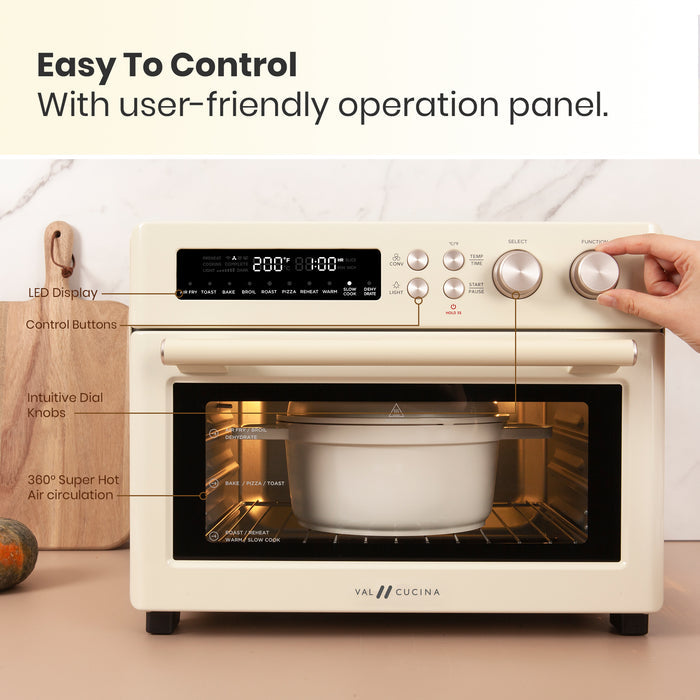 VAL CUCINA - Roma Air Fryer Toaster Oven & Cutting Board - Almond Cream