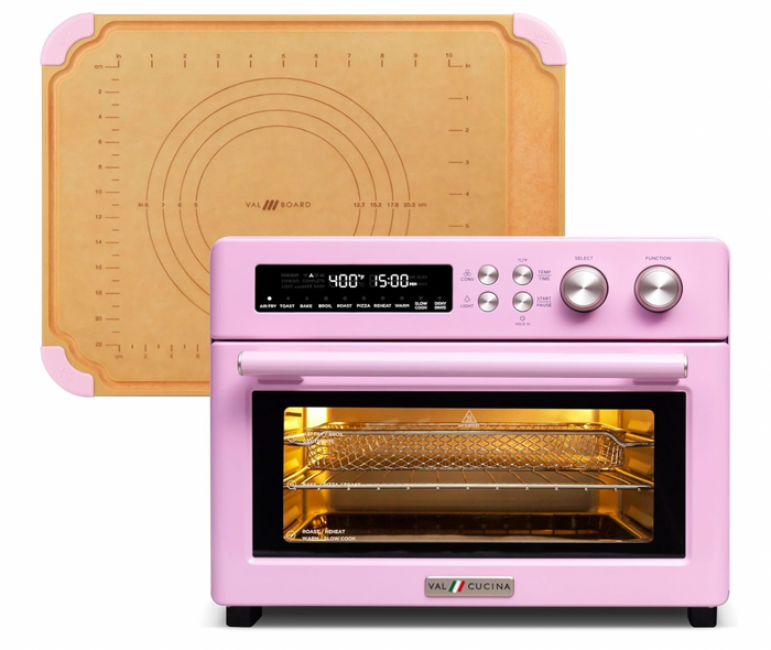 VAL CUCINA - Roma Air Fryer Toaster Oven & Cutting Pastry Board - Classic Pink