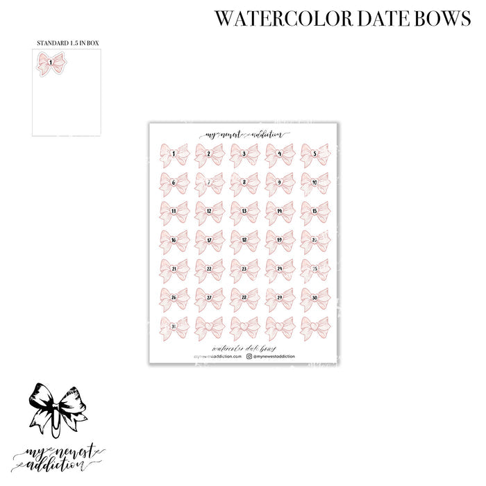 Watercolor Date Bows