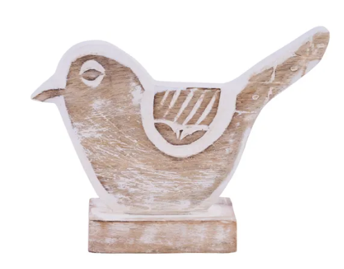 Wood Carved Sitting Bird