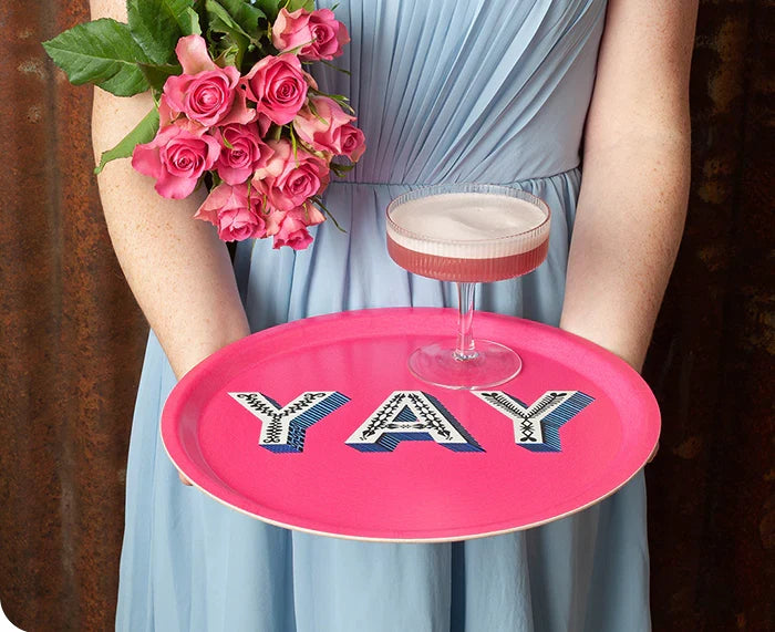 YAY BRIGHT PINK ROUND TRAY