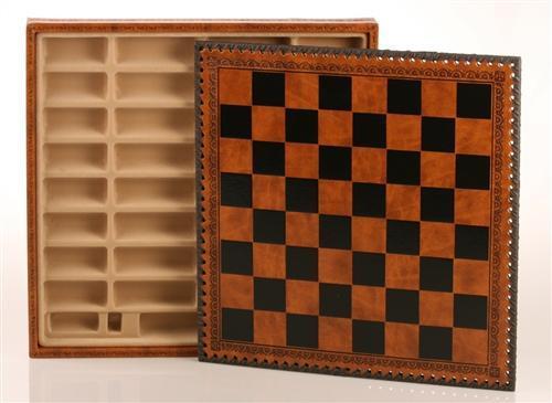 14" Leatherette Cabinet Chess Storage Board - Board - Chess-House