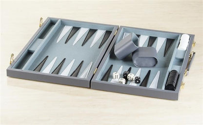 15" Grey Vinyl Backgammon Set - Chess Set - Chess-House