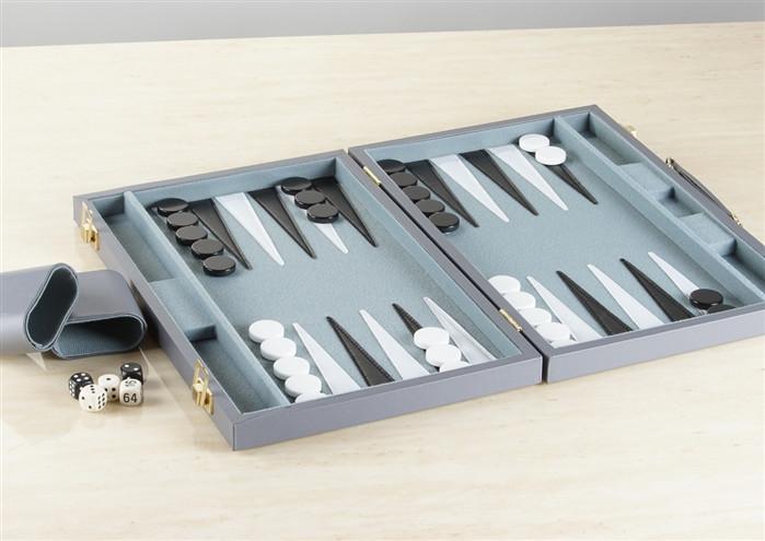 15" Grey Vinyl Backgammon Set - Chess Set - Chess-House