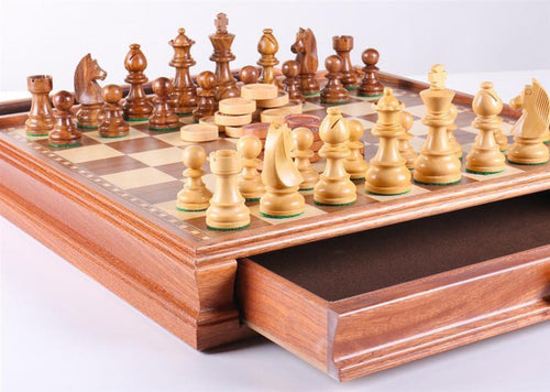 15" Staunton Chess & Checker Set - Chess Set - Chess-House