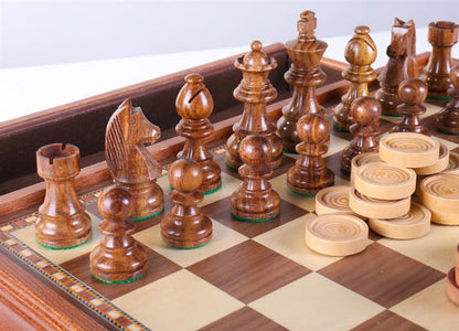 15" Staunton Chess & Checker Set - Chess Set - Chess-House