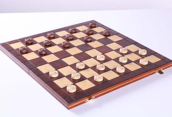 16"  Wooden Checkers Set (64 squares) - Chess Set - Chess-House