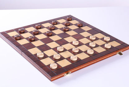 16"  Wooden Checkers Set (64 squares) - Chess Set - Chess-House