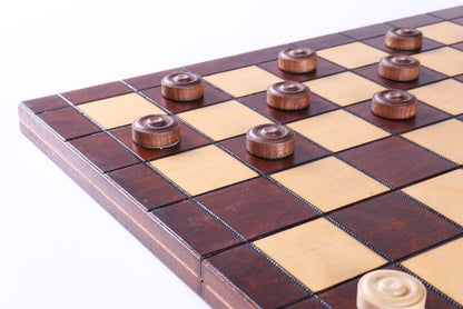 16"  Wooden Checkers Set (64 squares) - Chess Set - Chess-House