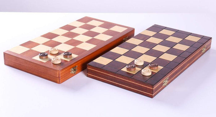 16"  Wooden Checkers Set (64 squares) - Chess Set - Chess-House