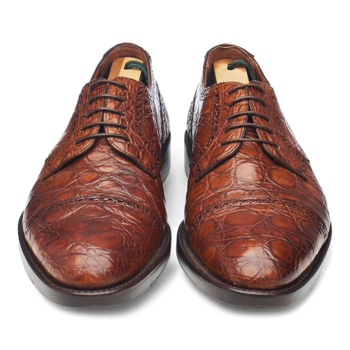 '1763' Tan Brown Crocodile Grain Leather Derby UK 9.5 US 10 D