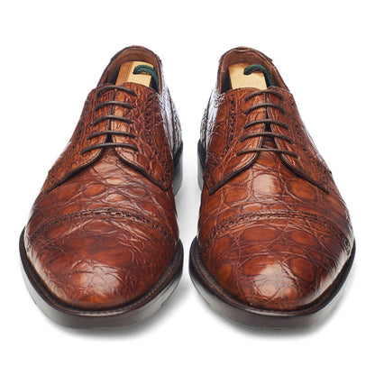 '1763' Tan Brown Crocodile Grain Leather Derby UK 9.5 US 10 D