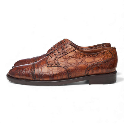 '1763' Tan Brown Crocodile Grain Leather Derby UK 9.5 US 10 D