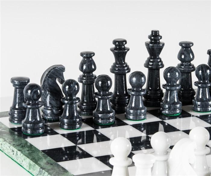 18" Marble Black and White Chess Set - Chess Set - Chess-House