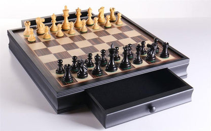 19" English Chess Set with Pullout Storage Drawers - Chess Set - Chess-House