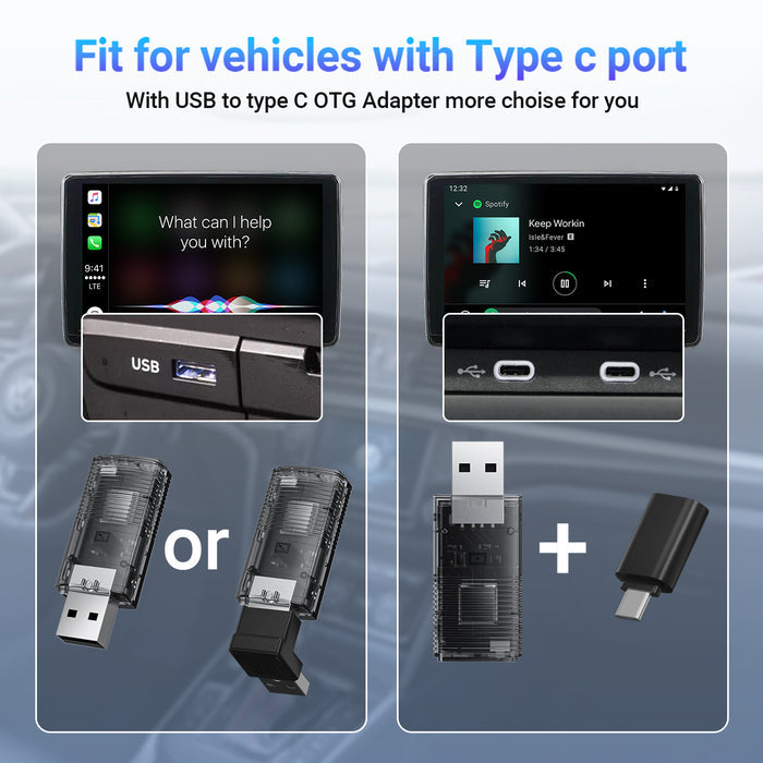 2-in-1 Mini Wireless CarPlay/Android Auto Adapter