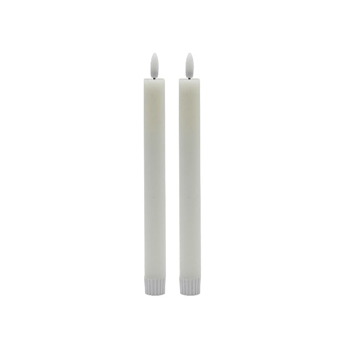 2 SET MED WHITE FLAMELESS TAPER CANDLE