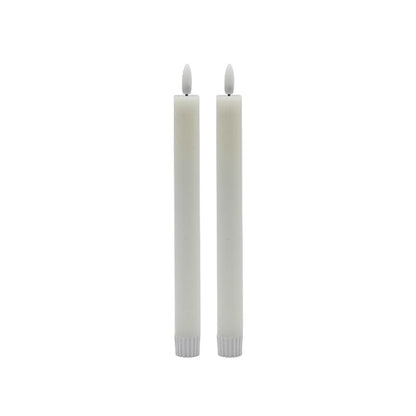 2 SET MED WHITE FLAMELESS TAPER CANDLE