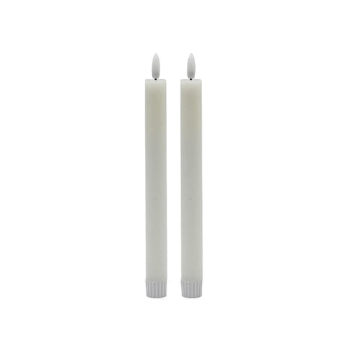 2 SET MED WHITE FLAMELESS TAPER CANDLE