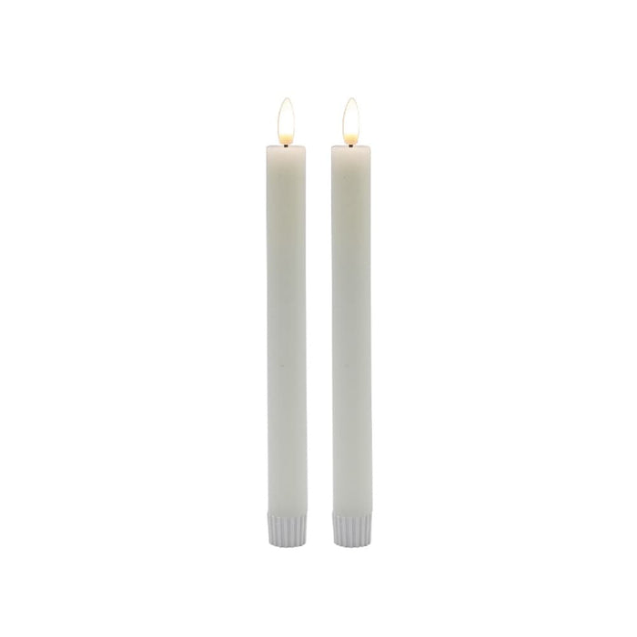 2 SET MED WHITE FLAMELESS TAPER CANDLE