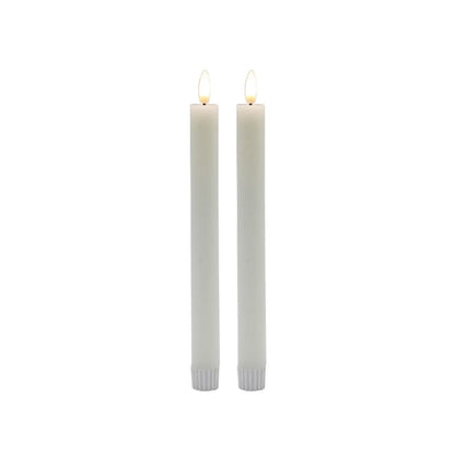 2 SET MED WHITE FLAMELESS TAPER CANDLE