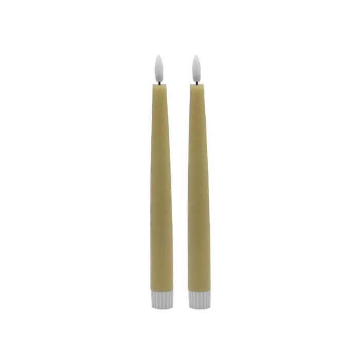 2 SET POINTED CHAMPAGNE TAPER FLAMELESS  CANDLE