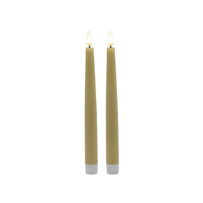 2 SET POINTED CHAMPAGNE TAPER FLAMELESS  CANDLE