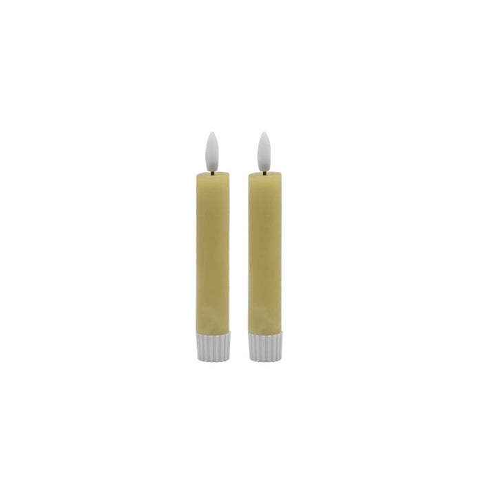 2 SET SM CHAMPAGNE TAPER FLAMELESS CANDLE