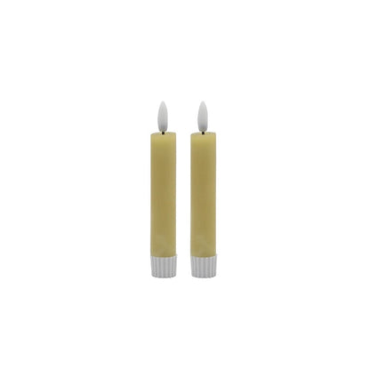 2 SET SM CHAMPAGNE TAPER FLAMELESS CANDLE